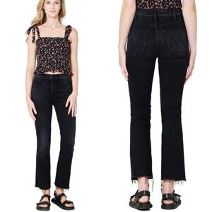 MOTHER Denim Jeans Hustler Ankle Fray Encounters at Night Black Size 28